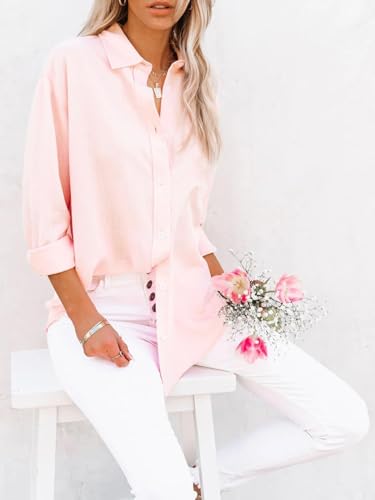 siliteelon Button Down Shirts for Women Dress Shirts Long Sleeve Wrinkle-Free Blouse Casual Solid Office Work Tunic Top3