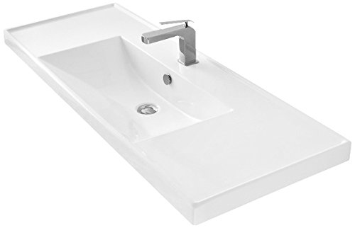 3007-One Hole ML - Fregadero de baño rectangular de cerámica para montaje en pared, color blanco