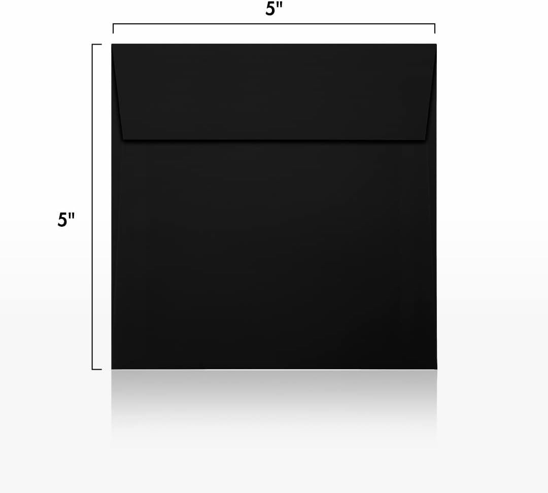LUXPaper Square Invitation Envelopes | Peel & Press | 5" x 5" | Black Linen | 80lb. Text | 250 Qty
