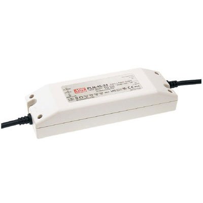 MEAN WELL PLN-45-24 AC to DC LED Driver Enclosed Power Supply, Single Output, 24 Volt, 1.9 Amp, 45.6 Watt
