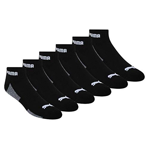 Puma mens 6 pack quarter crew running socks, black, 10 1 us