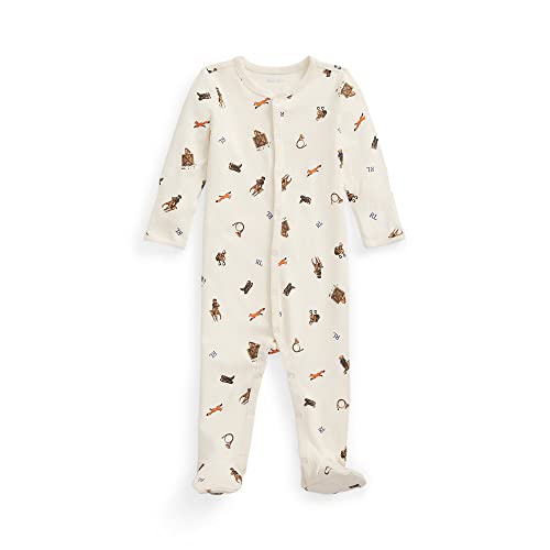 Image of POLO RALPH LAUREN Baby Boy Polo Bear Cotton Footed Coverall (Multi(628837-1001)/B, 9 Months)