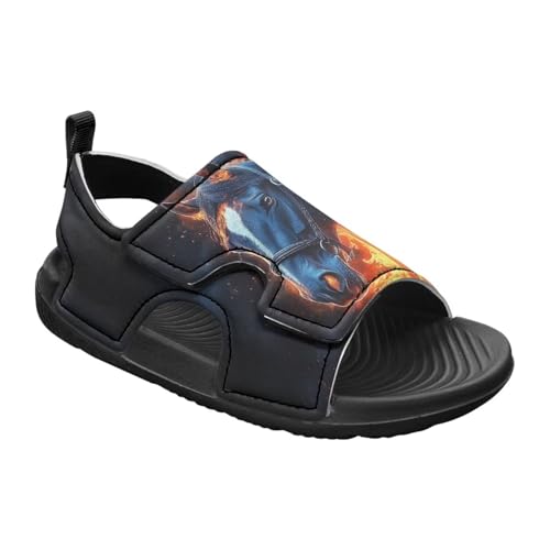 Pointodoor Boys Fire Horse Sandals Cool Summer Fashion Water Shoes Adjustable Hook Loop Hiking Sport Athletic Sandals US 11 for Kids