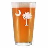 Unique gift for anyone from or moving to South Carolina and who enjoys a glass of beer Bar Quality Pint Glasses - 16 oz pint glass with heavy weighted bottom suitable for a hoppy ipa, a refreshing pilsner, or delicious craft stout. Etched (not printe...