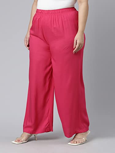 Image of GO COLORS Soft Viscose Basic Palazzo Full Length for Women| Breathable, Mid Rise, Relaxed Fit