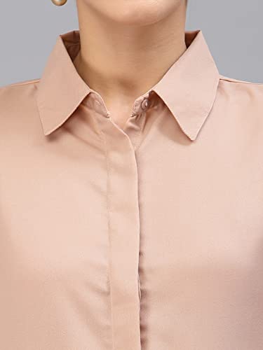 Image of Style Quotient Women Solid Aqua Green Polycrepe Formal Shirt