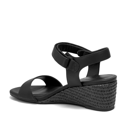 Aerosoles Women's WEL Wedge Sandal, Black Burnished Faux Leather, 8M by Aerosoles - Used condition - Image 8