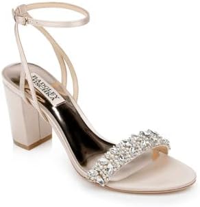 Badgley Mischka Women's Nadine Heeled Sandal, Nude Satin, 8 | Image 7
