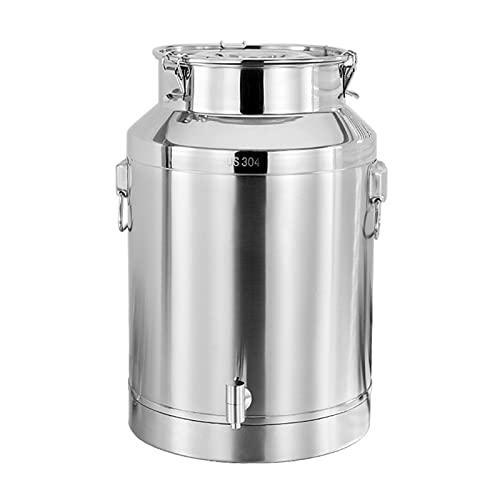 Contenedor De Transporte para Almacenamiento De Leche De Acero Inoxidable 304 De Alta Resistencia con Tapa Sellada De Silicona Y Grifo Contenedor Grande para Almacen,64l 40 * 54cm