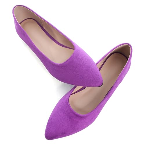 Image of Dear Time Women's Pointed Toe Ballet Flats Simple Casual Office Work Flats Slip-on Comfortable Shoes