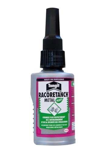 Tangit Racorétanch métal Plus, Résine d'étanchéité non irritante pour raccords filetés métalliques, Résine anaérobie résistante aux fluides et gaz, accordéon de 50 ml