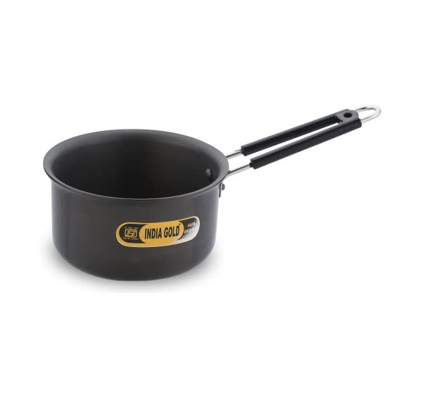 Image of Topline Gold Hard Anodized 1, 1.5 & 2 Liters Boil Pan Sauce Pans Tea Pan with Long-Life Heat Resistant Handles (Black Color)
