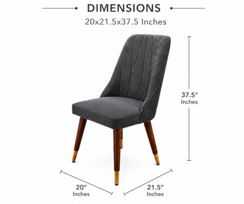 Image of WOODEN SPACE 4 Seater Wooden Dining Table Set | Urban Marble Top Dining Table with Chairs for Dining Room & Kitchen (Modern Frontline Dark Grey) (42 x 42 x 30 inch)