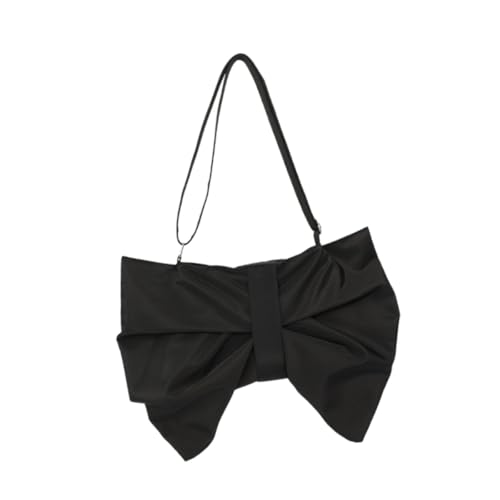 Pochette de soirée en nylon haut de gamme et sac bandoulière femme avec nœud élégant noir