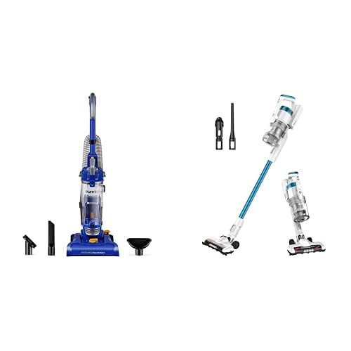 Image of Eureka NEU182A PowerSpeed Bagless Upright Vacuum Cleaner + Eureka NEC180 RapidClean Pro Lightweight Cordless Vacuum Cleaner, Convenient Stick Handheld Vacuum