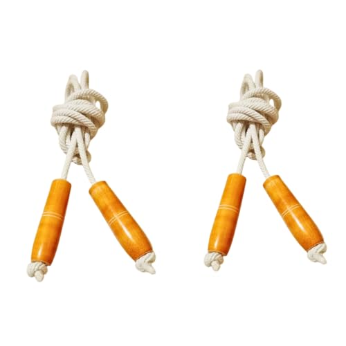 RITHAMIQUE Wooden Jump Rope for Kids & Adults (Men & Women) – Adjustable Cotton Braided Skipping Rope with Smooth Natural Wooden Handles for Fitness...