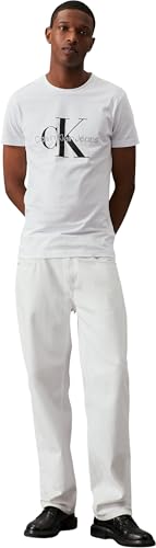 Calvin Klein Uomo T-Shirt Maniche Corte Core Monologo Slim Fit, Bianco (Bright White), M - 6