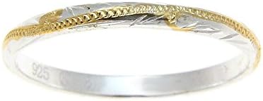 Miniatura 3 de Arthurs Jewelry - Anillo de plata de ley 925 chapado en oro amarillo 0079in grabado a mano tamaño 1 a 9