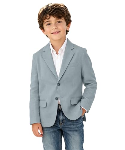 Linen Boys Blazer Suit Sky Blue Coat Formal School Wear Slim Fit Casual Jacket for Kids Size 7
