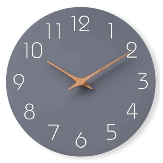 Mosewa Large Wall Clock 16 Inch Modern Flatwood Wall Clocks Silent Non-Ticking Battery Operated Wall Clock Decorative for Bedroom Living Room Kitchen Home Office Hotel(Gray)