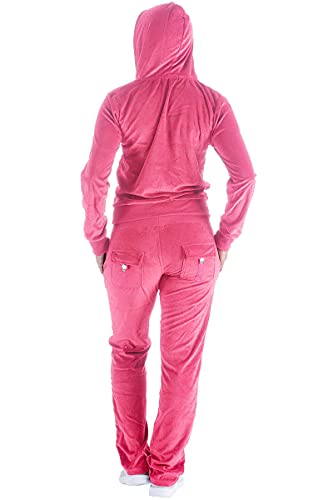 Velour Sweatsuits For Women 2 Piece Zip Up Hoodies Tracksuits Solid Comfy Lounge Wear Causal Sportwear Joggers Outfits Pink Medium #TOP1