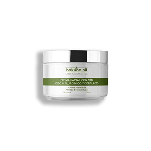 Crema hidratante facial con CBD Ácido hialurónico y Coral rojo Antiedad y antiarrugas 50ml Hakuna Oil Cosmetics Cover