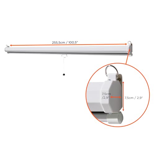 celexon Basic Rollo-Leinwand 110 | 240x135 cm 16:9 | ausziehbare Full-HD 4K Beamer-Leinwand f&uuml;r Heimkino oder B&uuml;ro-Pr&auml;sentationen | Projektionsleinwand geeignet zur Deckenmontage oder Wandmontage