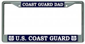 Coast Guard Dad Chrome License Plate Frame Free Screw Caps with This Frame