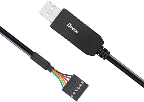 Image of DTECH USB to TTL Serial Cable 3.3V 6 Pin UART Adapter Debug Cord Compatible with Windows 11 10 8 7 Linux MAC OS Genuine FT232RL Chip 6Pin 3v3 Level Signal 2.54mm Dupont Female Header (1M)