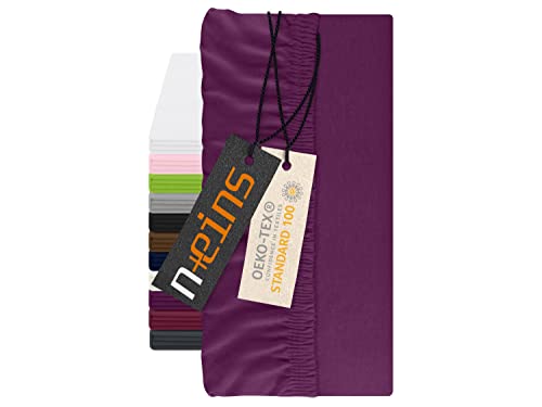 npluseins Drap Housse pour surmatelas - 100% Coton 1598.2327, env. 120 x 200 cm, Lilas