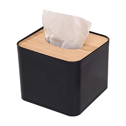 Boîte à mouchoirs carrée en bois blanc et noir pour diverses occasions - Non toxique