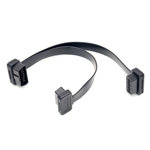 Veepeak OBD2 Splitter Y Adapter 2-Way OBD Extension Cable 1FT/30CM 1x Male Plug to 2X Female Connectors 16 Pin Pass Through Ultra Low Profile