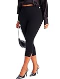 TZLDN Damen Caprihose Skinny Capri 3/4 Anzughose Elegant Business Casual Stretch Schwarz M