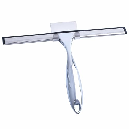 Loputon Rasqueta Limpiacristales, Limpia Cristales Ducha para Ventanas, Mamparas de Ducha de Cristal, Ventanas y Espejos eliminación de Agua sin Rayas (31 cm, Plata)
