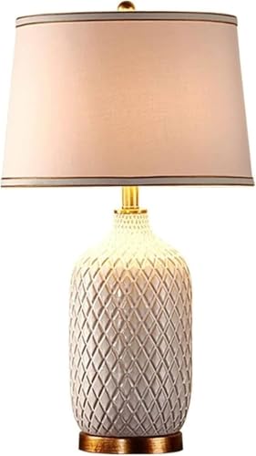 Lampe de table rétro céramique et tissu pour une finition haut de gamme
