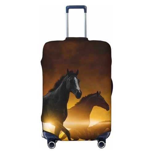 Horses Red Glowing Clouds Print Luggage Suitcase Covers Elastic Washable Luggage Protector Luggage Covers For Suitcase