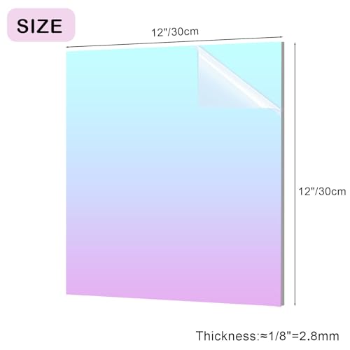 Image of 2Pack Iridescent Acrylic Sheets for DIY Art Projects, Crafting Projects, Display Project, Signs, Painting,11.8x11.8 (2.8mm Thick)