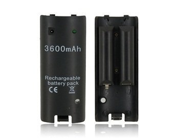3600mAh Rechargeable Battery Pack for Wii Controller (Black) + Worldwideing