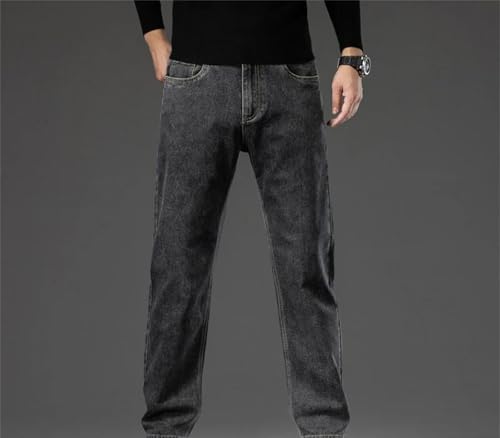 Mens Jeans Straight Loose Business Casual Stretch Denim Pants Comfortable Plus Size Fashion3