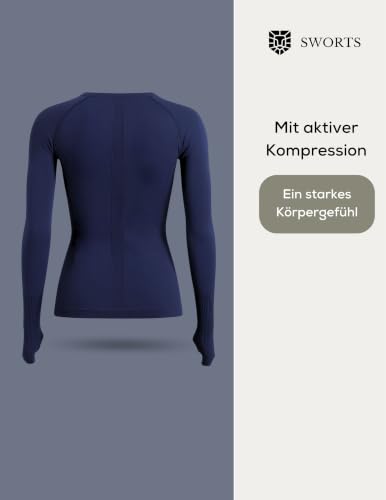 SWORTS Base Laufshirt Damen I Running Longsleeve mit Kompression & Daumenloch (Langarm Baselayer Women)