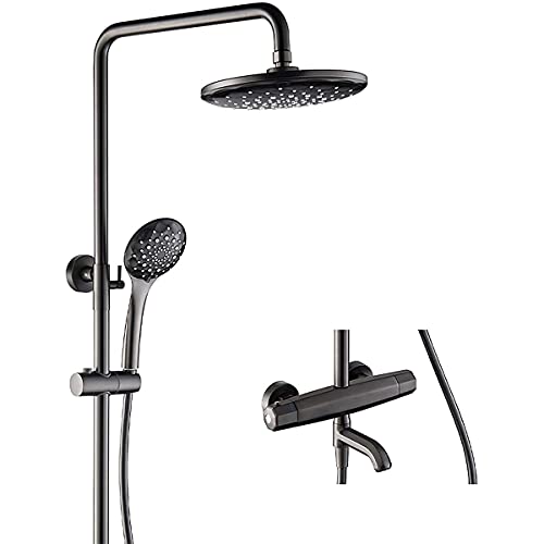 Robinetterie de douche noire mate haut de gamme avec mitigeur thermostatique mural