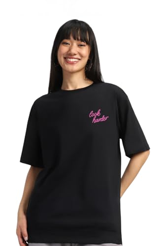 Image of JUNEBERRY 100% Pure Cotton Oversized Baggy Fit Official Disney Merchandise Cool & Goofy Graphic Printed T-Shirt for Women (Characters: Moana, Pooh & Lion King)
