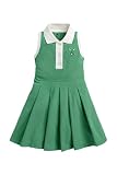 monica + andy Toddler Organic Pleated Tennis Dress, Green Golf Club, 4T