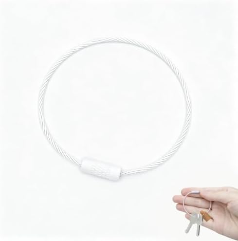 Lightweight Travel Keychain Set,Screw-Type Wire Key Rings with Smooth Rotation,Candy Color Metal Hooks for Luggage Tags,Backpacks, and Keys(white) image 3