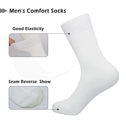 Serisimple Bamboo Dress Men Sock Thin Soft Crew Anti Odor Lightweight Sock Odor Resistant Breathable Sock 9-13,5 Pairs (Large, White) #TOP2