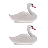Backbayia 2 Pieces Lifelike Swan Hunting Decoy Floating Swan Garden Pond Decoration