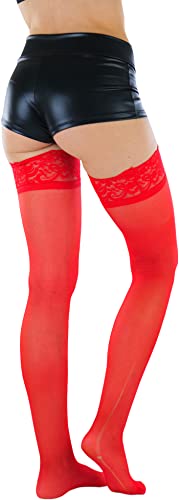 Image of ToBeInStyle Women's Wide Floral Lace Fishnet Thigh Hi Stockings