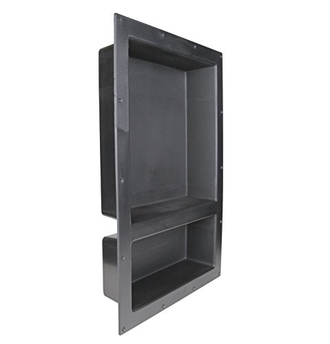 Over Mount Installation SHOWER CUBE Ready For Tile Waterproof Leak Proof Bathroom Recessed Shower Shelf Shower Niche Organizer Storage For Shampoo and Toiletry Storage (25 x 17, Exterior Size Black)