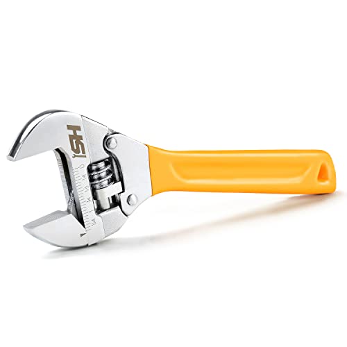 STEELHEAD 10” Wide-Mouth Adjustable Ratcheting Wrench, Forged Heat-Treated Chrome Vanadium Steel, SAE Jaw Measurements, USA-Based Support Cover