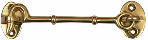 A29 Set of 2 Cabin Hook, Iron Eye Latch, Cabin Door Gate Latches, Window Sash Catch Hook Lock, Polished Lacquered Finish